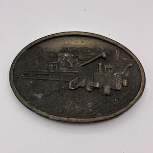 Vintage 1977 Bergamot Brass Works Combine Harvester Tractor Belt Buckle USA
